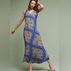 Anthropologie Ailanto Para Trucco Vilira Floral Fish Print Maxi Dress Sz S